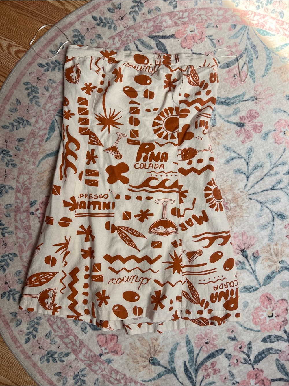 Jessica Simpson Strapless Cream Dress with Rust Graphic Print